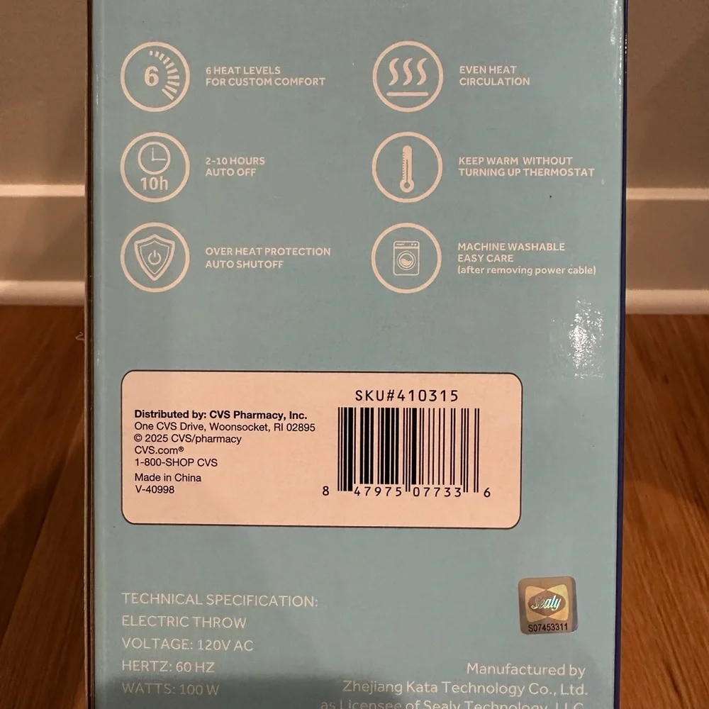 Sealy Heated Throw Blanket - Cream